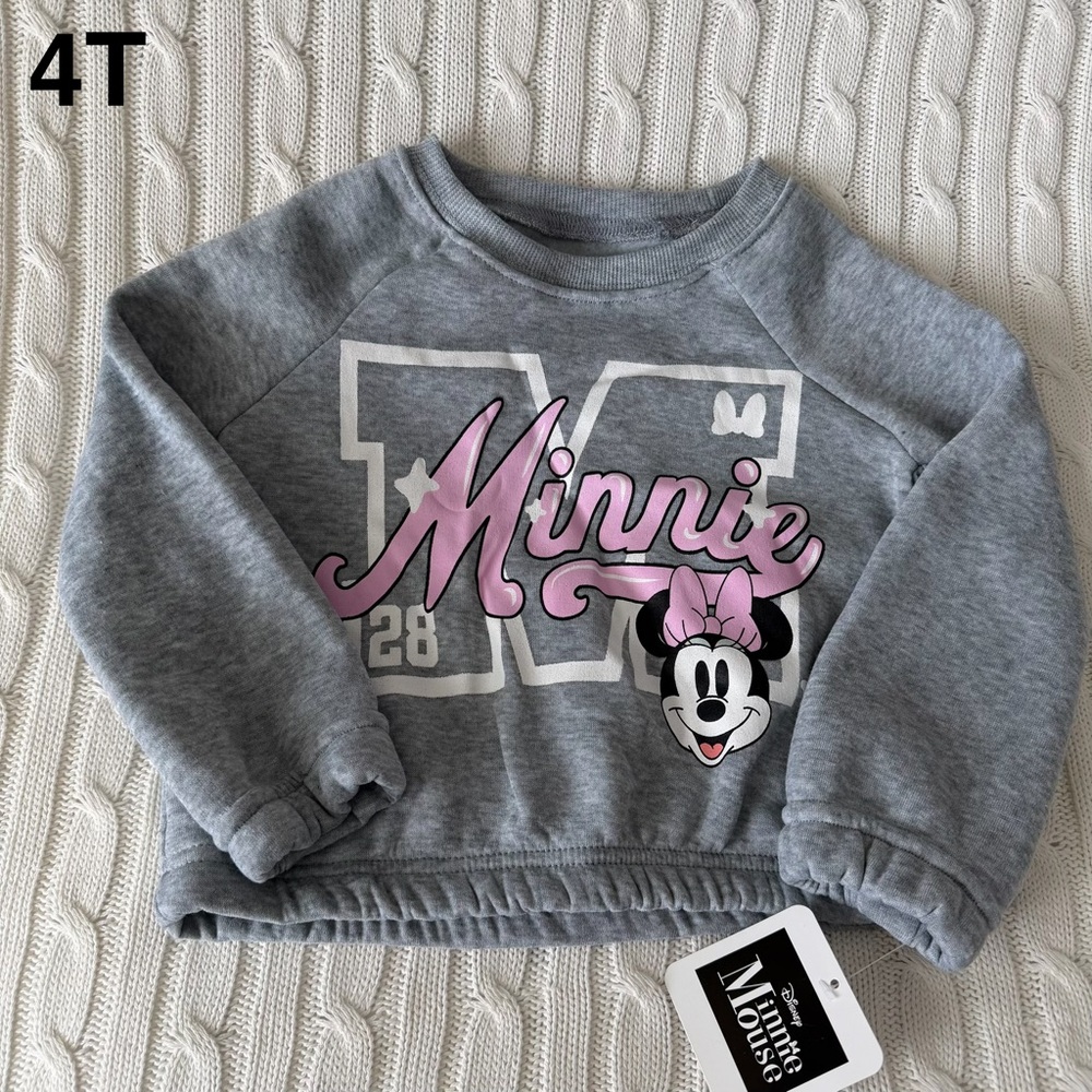 Disney Minnie Mouse Cropped Sweatshirt Top 4T Toddler NEW Cute Long Sleeve